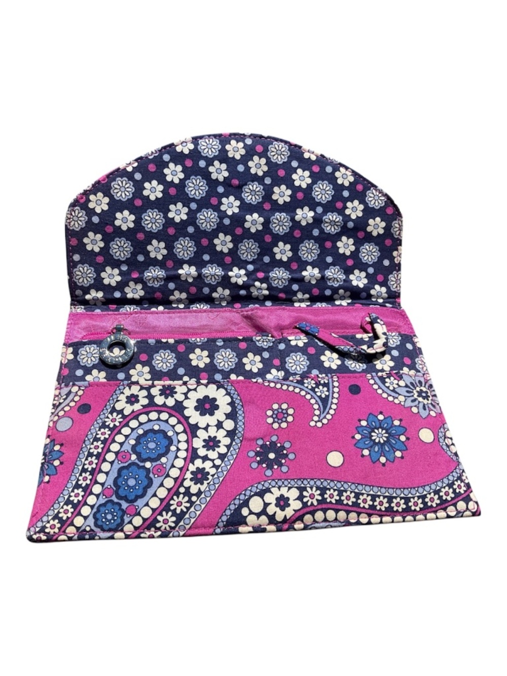 Vera Bradley Travel Envelope Wallet Boysenberry Paisley purple blue white - Picture 3 of 9
